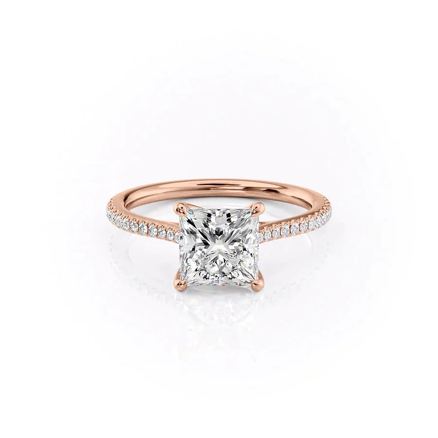 The Pave Lexie Set With A 2.5 Carat Princess Moissanite