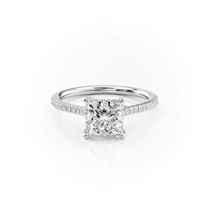The Pave Lexie Set With A 4.5 Carat Princess Moissanite