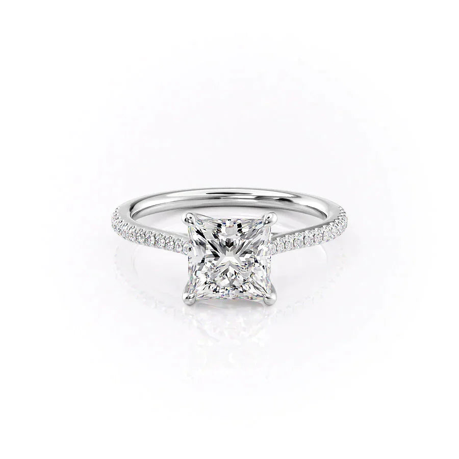 The Pave Lexie Set With A 3 Carat Princess Lab Diamond