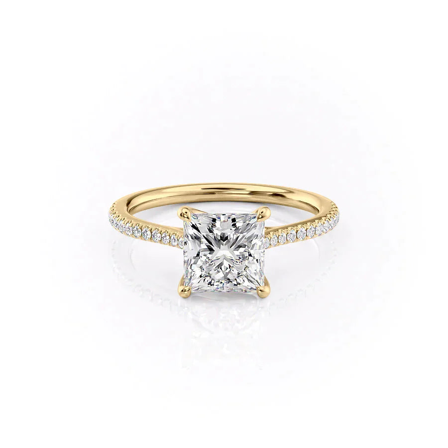 The Pave Lexie Set With A 1 Carat Princess Lab Diamond