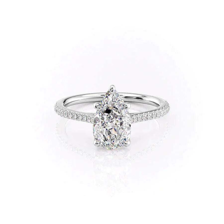 The Pave Lexie Set With A 1.5 Carat Pear Lab Diamond
