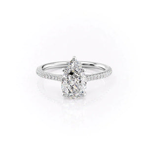 The Pave Lexie Set With A 1 Carat Pear Lab Diamond