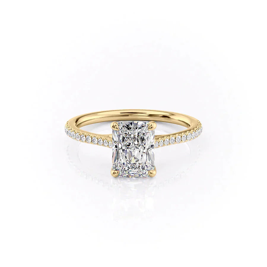 The Pave Lexie Set With A 2.5 Carat Radiant Lab Diamond