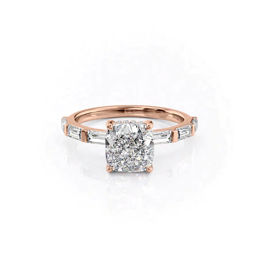 The Hailey Set With A 4.5 Carat Cushion Moissanite