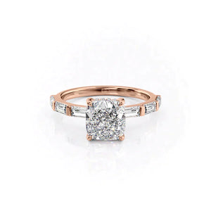 The Hailey Set With A 4 Carat Cushion Moissanite