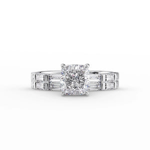 The Hailey Set With A 2 Carat Cushion Moissanite
