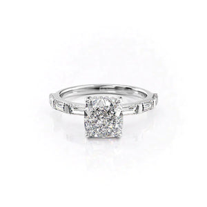 The Hailey Set With A 5 Carat Cushion Moissanite