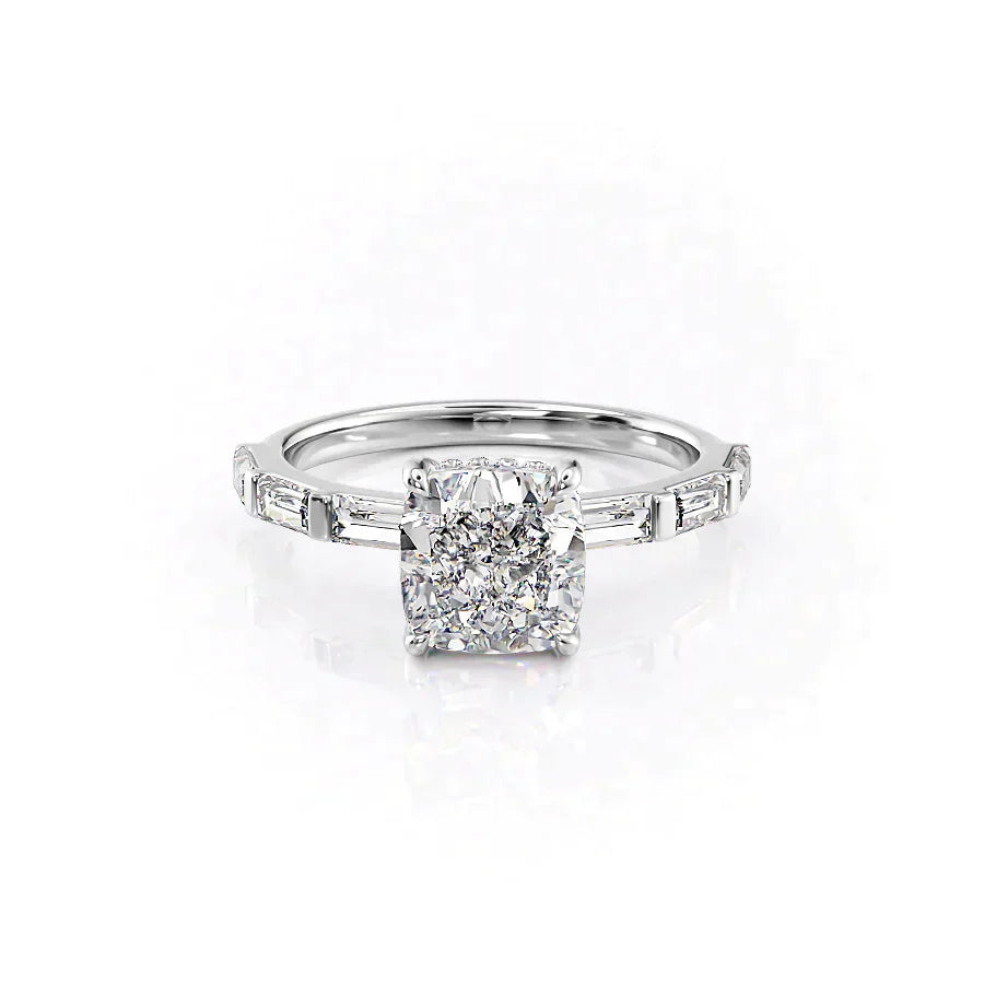 The Hailey Set With A 2.5 Carat Cushion Lab Diamond