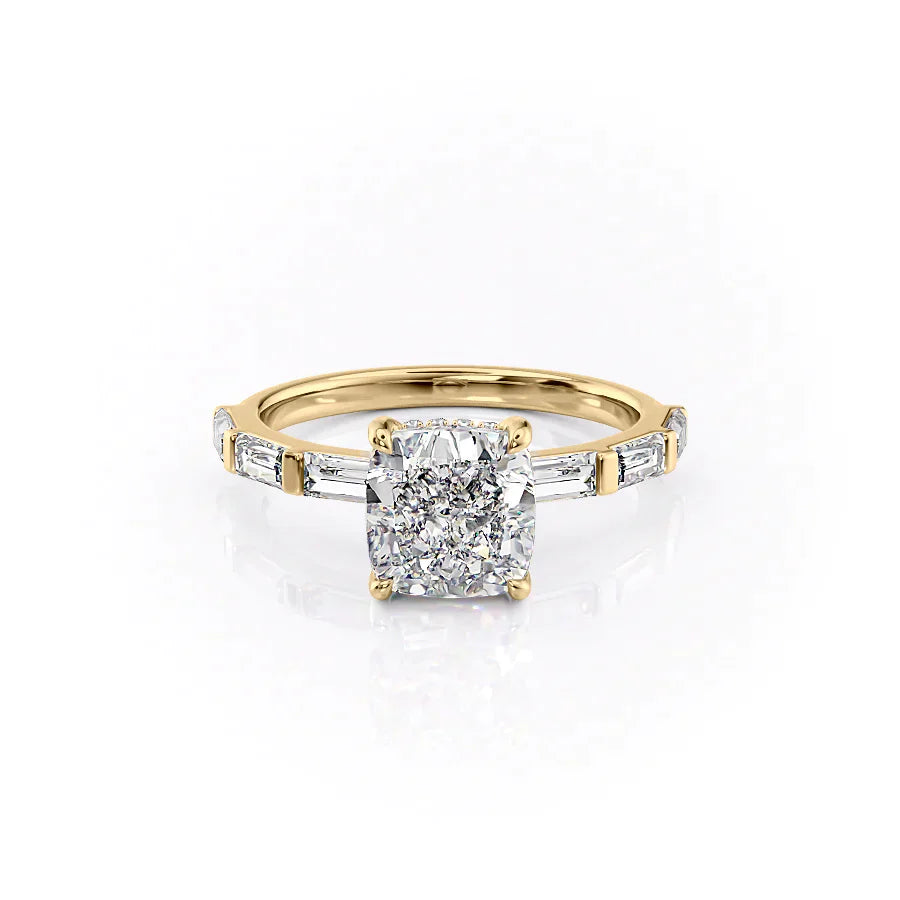 The Hailey Set With A 2.5 Carat Cushion Lab Diamond