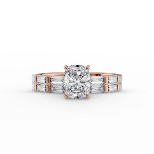 The Hailey Set With A 1 Carat Elongated Cushion Lab Diamond