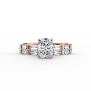 The Hailey Set With A 1.5 Carat Elongated Cushion Moissanite