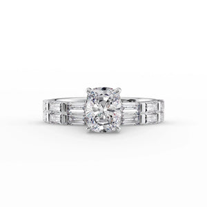 The Hailey Set With A 1.5 Carat Elongated Cushion Lab Diamond