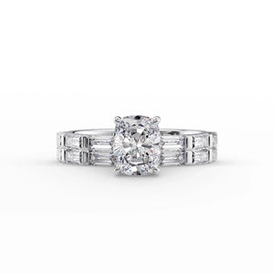 The Hailey Set With A 1 Carat Elongated Cushion Moissanite