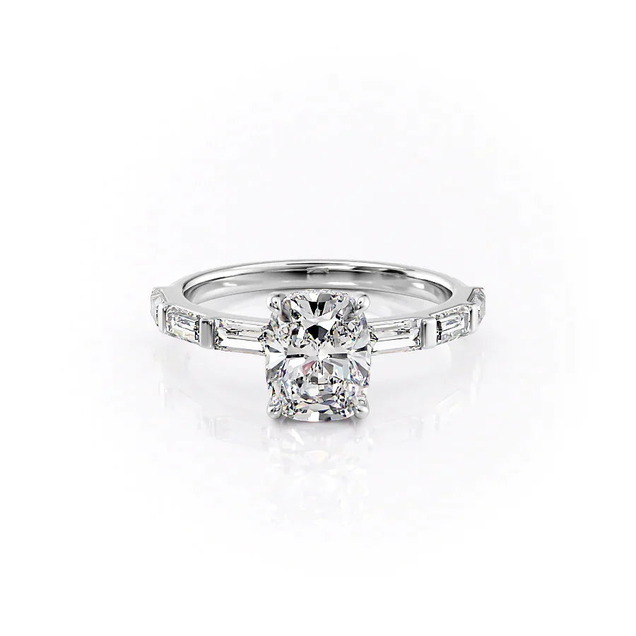 The Hailey Set With A 3 Carat Elongated Cushion Lab Diamond