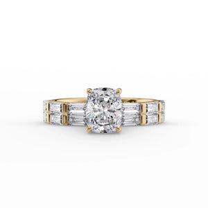 The Hailey Set With A 5 Carat Elongated Cushion Moissanite