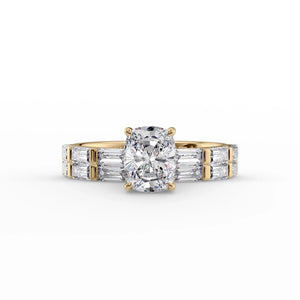 The Hailey Set With A 2 Carat Elongated Cushion Moissanite