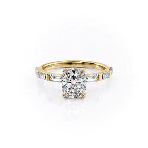 The Hailey Set With A 1 Carat Elongated Cushion Lab Diamond