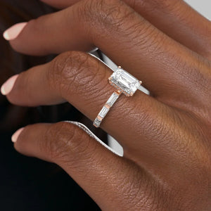 The Hailey Set With A 1 Carat Emerald Moissanite