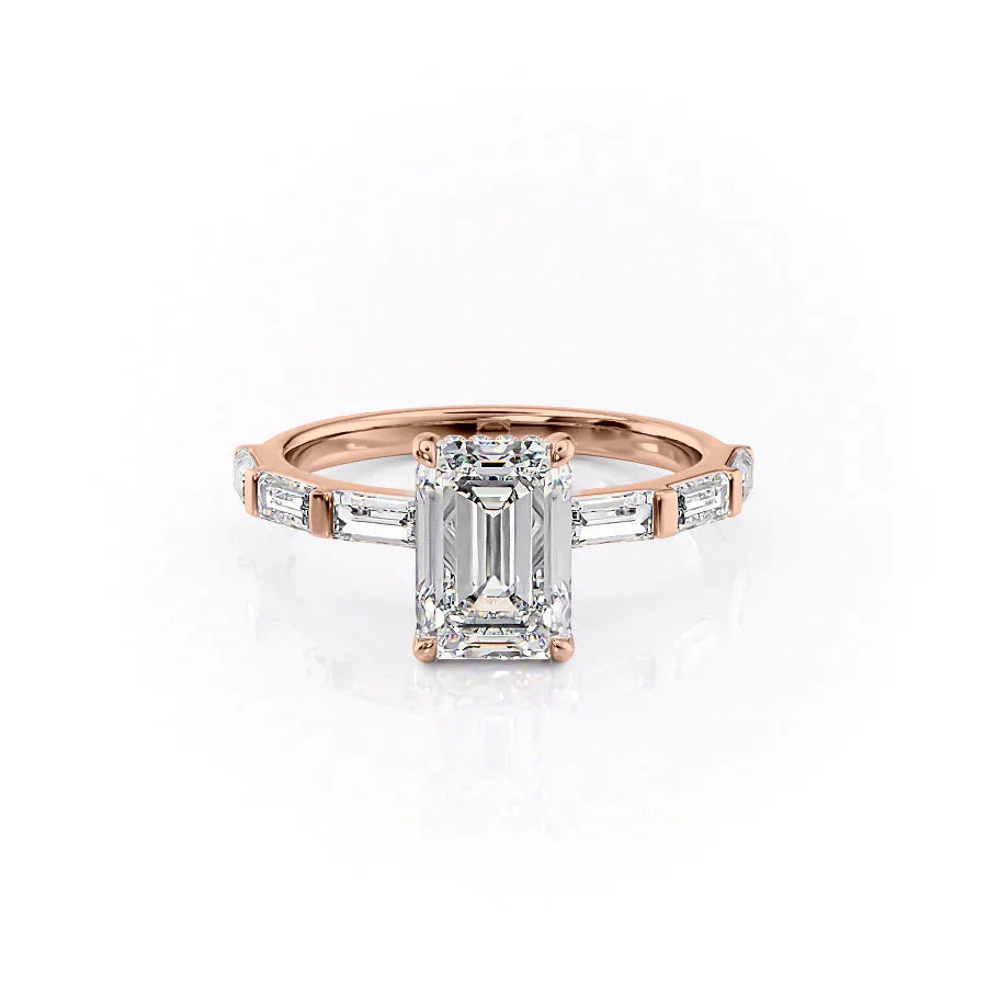 The Hailey Set With A 2.5 Carat Emerald Lab Diamond