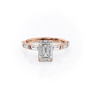 The Hailey Set With A 2.5 Carat Emerald Lab Diamond