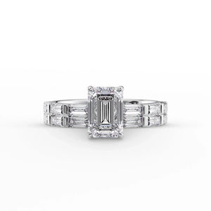 The Hailey Set With A 2.5 Carat Emerald Moissanite
