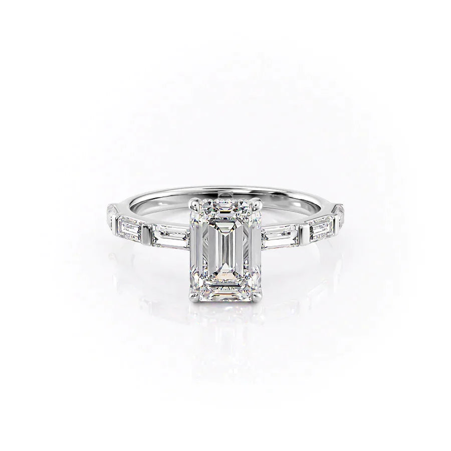 The Hailey Set With A 3 Carat Emerald Lab Diamond