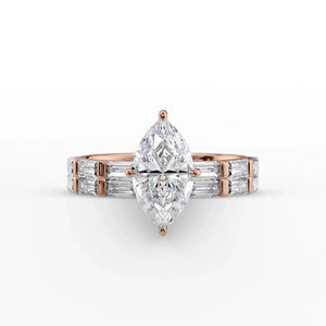 The Hailey Set With A 3 Carat Marquise Moissanite
