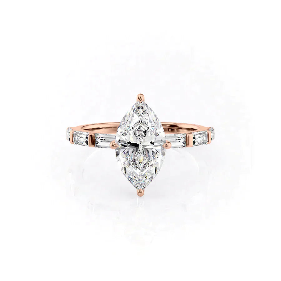 The Hailey Set With A 3 Carat Marquise Lab Diamond