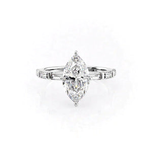 The Hailey Set With A 2.5 Carat Marquise Lab Diamond