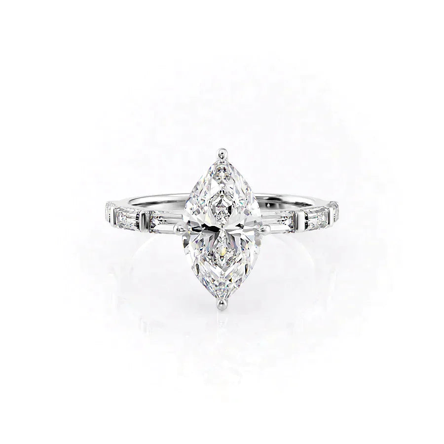 The Hailey Set With A 2 Carat Marquise Lab Diamond