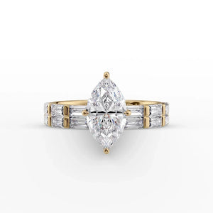 The Hailey Set With A 1.5 Carat Marquise Lab Diamond