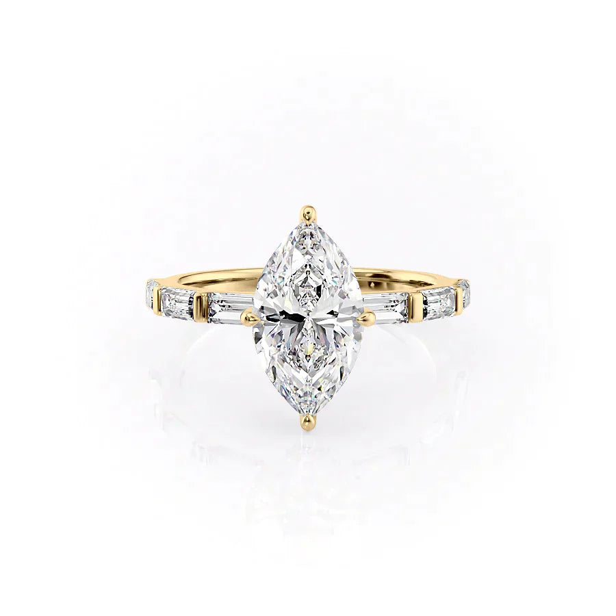 The Hailey Set With A 3 Carat Marquise Moissanite