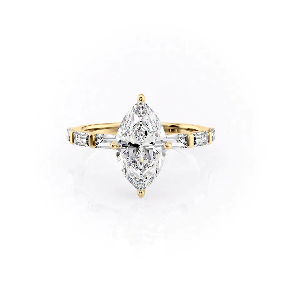 The Hailey Set With A 3 Carat Marquise Lab Diamond