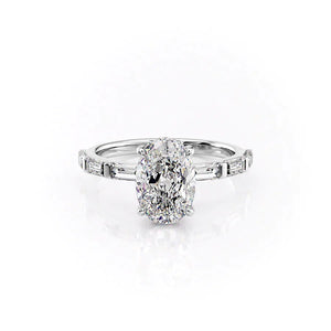 The Hailey Set With A 1.5 Carat Oval Moissanite