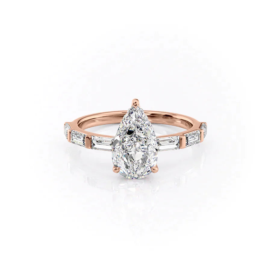 The Hailey Set With A 2.5 Carat Pear Lab Diamond