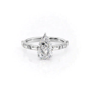 The Hailey Set With A 2 Carat Pear Lab Diamond