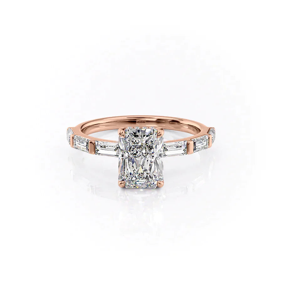 The Hailey Set With A 2.5 Carat Radiant Lab Diamond