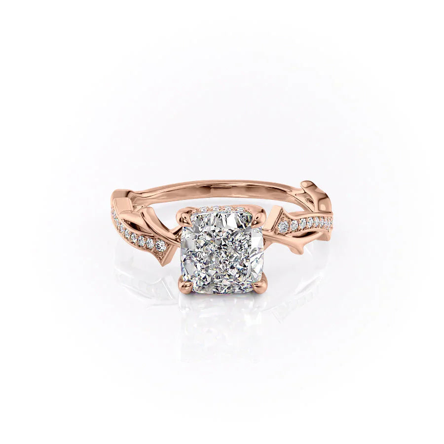 The Pave Twig Set With A 4.5 Carat Cushion Moissanite