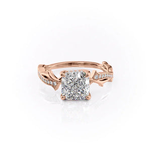 The Pave Twig Set With A 3.5 Carat Cushion Moissanite