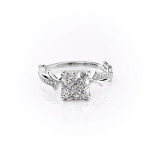 The Pave Twig Set With A 4.5 Carat Cushion Moissanite