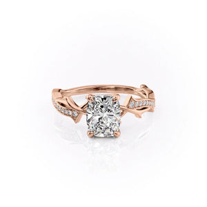 The Pave Twig Set With A 3.5 Carat Elongated Cushion Moissanite