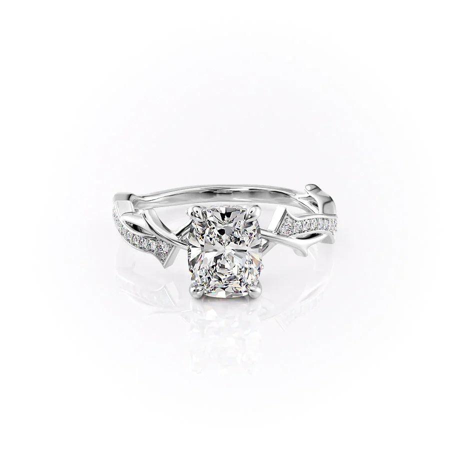 The Pave Twig Set With A 2 Carat Elongated Cushion Lab Diamond