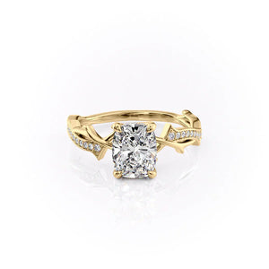The Pave Twig Set With A 1 Carat Elongated Cushion Lab Diamond