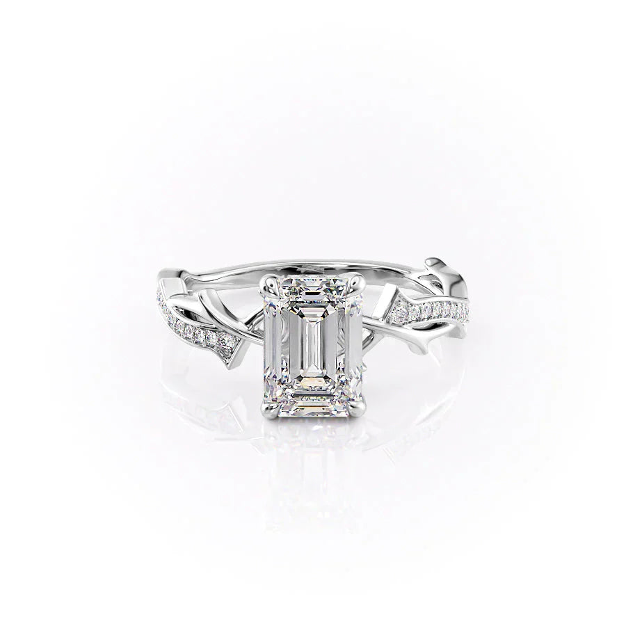 The Pave Twig Set With A 4.5 Carat Emerald Moissanite