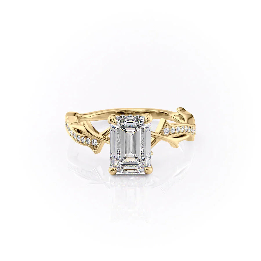 The Pave Twig Set With A 1.5 Carat Emerald Moissanite