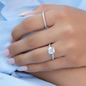 The Pave Twig Set With A 2 Carat Cushion Lab Diamond