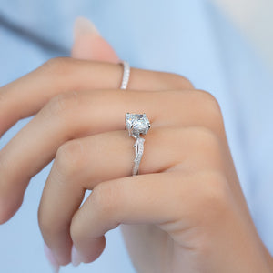 The Pave Twig Set With A 2 Carat Cushion Lab Diamond