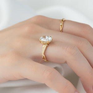 The Pave Twig Set With A 2.5 Carat Oval Lab Diamond