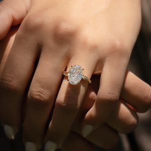 The Pave Twig Set With A 2.5 Carat Oval Lab Diamond