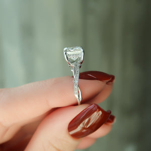 The Pave Twig Set With A 2.5 Carat Princess Lab Diamond